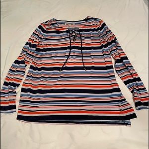 Michael Kors striped top size large Blue, orange and white